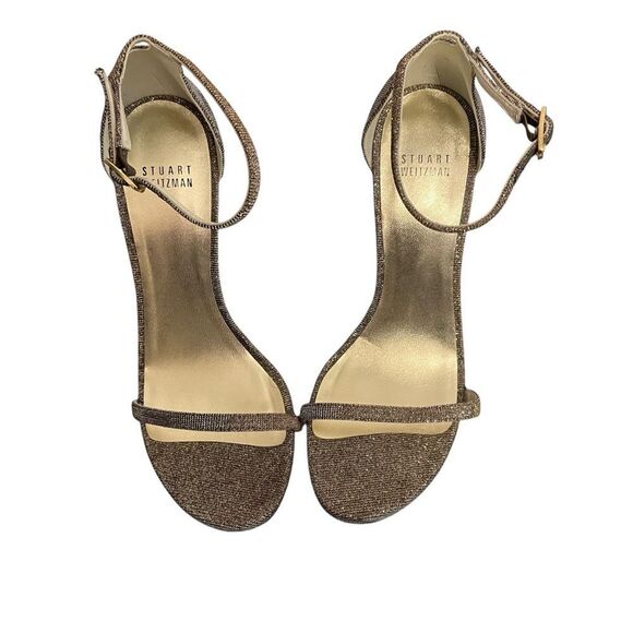 Stuart Weitzman Nudist Pyrite Nocturn Heels Silver Bronze 8.5 NEW - Picture 2 of 5